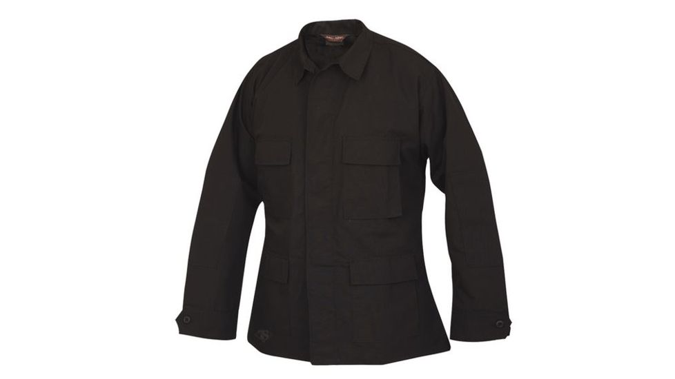 Tru-Spec 4.5oz 65/35 Vat Dyed Poly/Cotton Rip-Stop BDU Uniform Coat, Black, SR 1332003