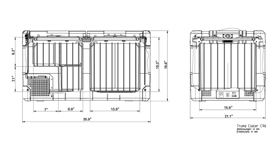 Truma Cooler C96DZ Dual Zone Portable Fridge/Freezer, Earth Green, 96 liter, 45105-02