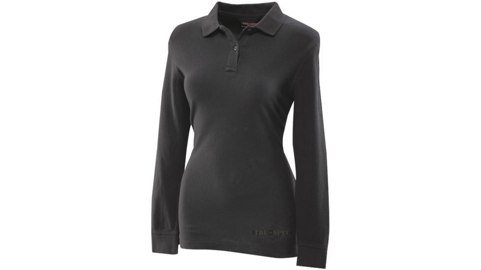 Tru-Spec Polo Shirt, 24-7 Ladies Classic Black Long Sleeve, S 4474003