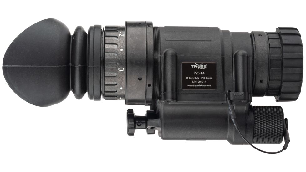 TRYBE Optics PVS-14 Night Vision Monocular, GEN 2, Green Phosphor, Photonis Tube, 57-64 lp/mm, Regular, Charcoal, TRYBEPVS14G-G2