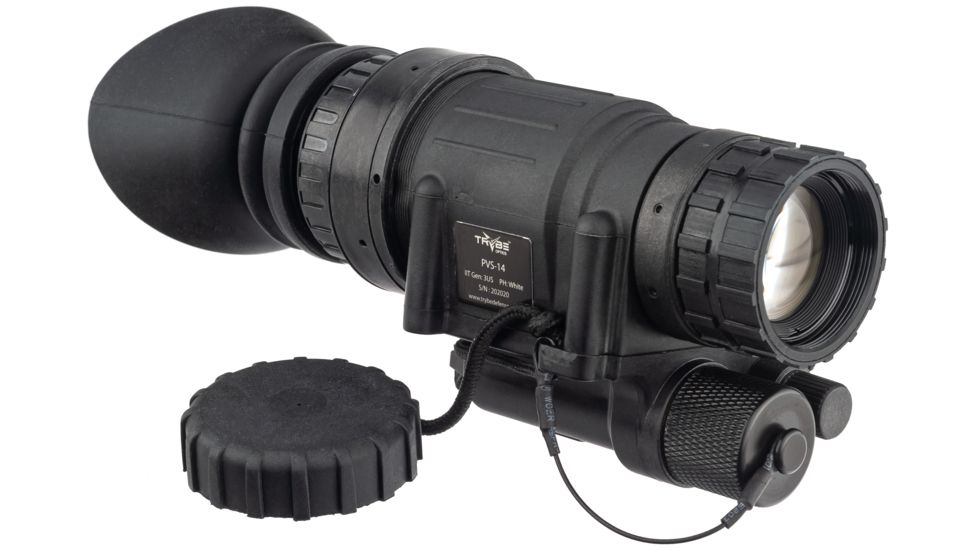 TRYBE Optics PVS-14 Night Vision Monocular, GEN 3, White Phosphor, Pinnacle Tube, 64-72 lp/mm, Regular, Charcoal, TRYBEPVS14W