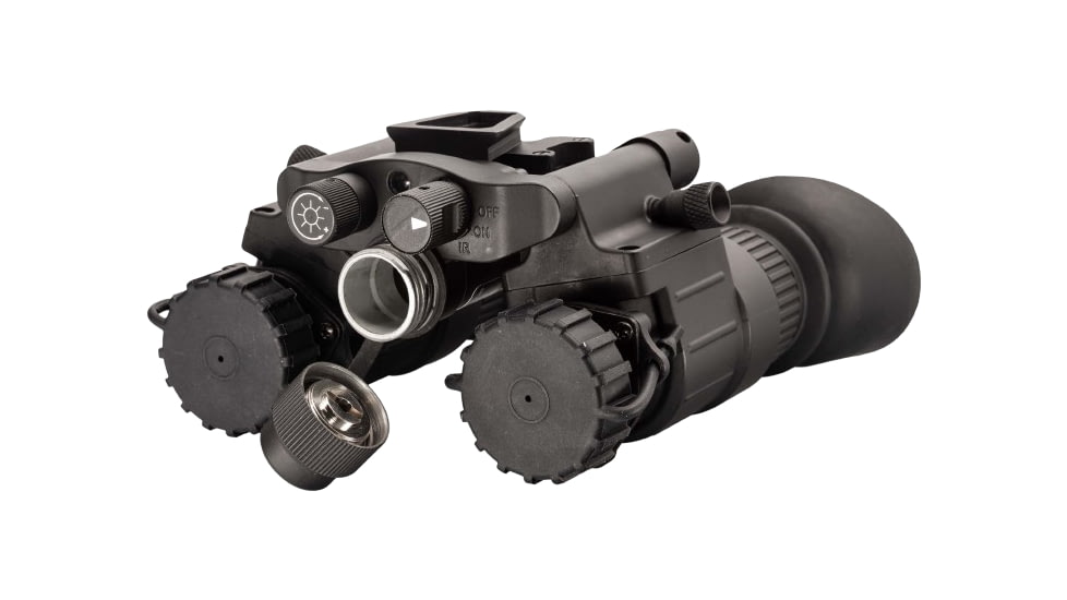 TRYBE Optics NVG-50 Dual 1x19mm White Phosphor Tube Night Vision Goggle, Gen 3, Min 1600+ FOM, 64-72 lp/mm, Black, TRYBENVG50W