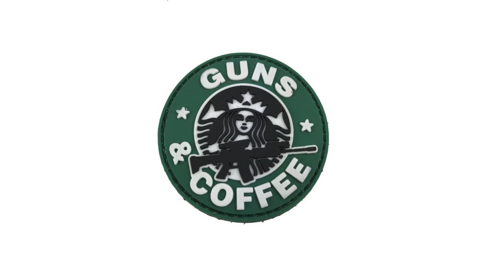 TUFF Products Guns and Coffee Patch, Green/Black, 2.5 in, P-GNC-2.5