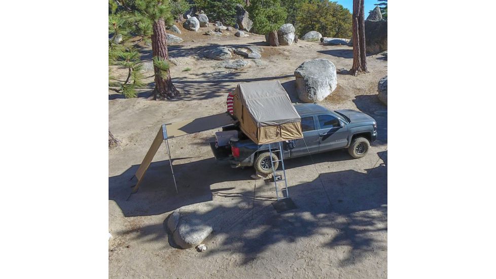 Tuff Stuff Overland Roof Top Awning, 170G, 4.5 x 6 ft, Sand Tent/Black Cover, NSN N, TS-AWN-RT-4.5
