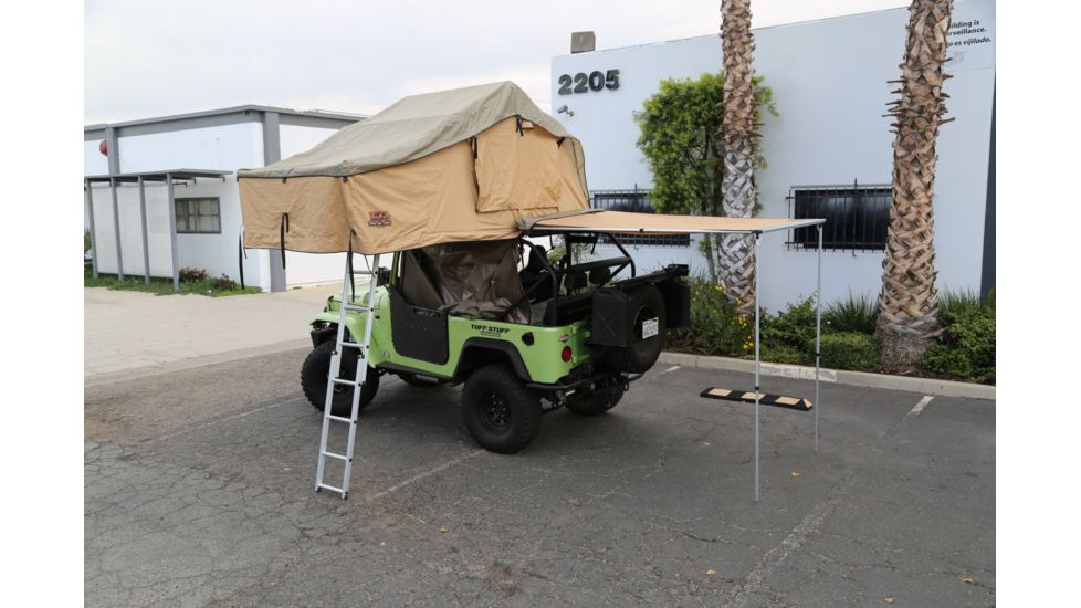 Tuff Stuff Overland Roof Top Awning, 170G, 4.5 x 6 ft, Sand Tent/Black Cover, NSN N, TS-AWN-RT-4.5