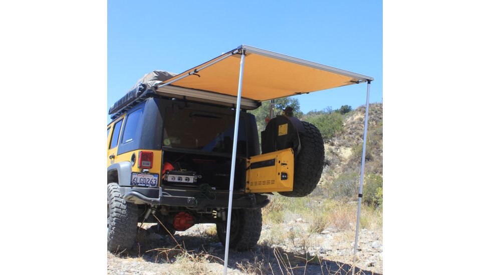 Tuff Stuff Overland Roof Top Awning, 170G, 4.5 x 6 ft, Sand Tent/Black Cover, NSN N, TS-AWN-RT-4.5