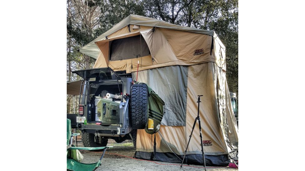 Tuff Stuff Overland Rooftop Tent &amp; Annex Room 3 Person Ranger Overland Sand, Sand Tent/Black Cover, NSN N, TS-RTT-ANX-RAN