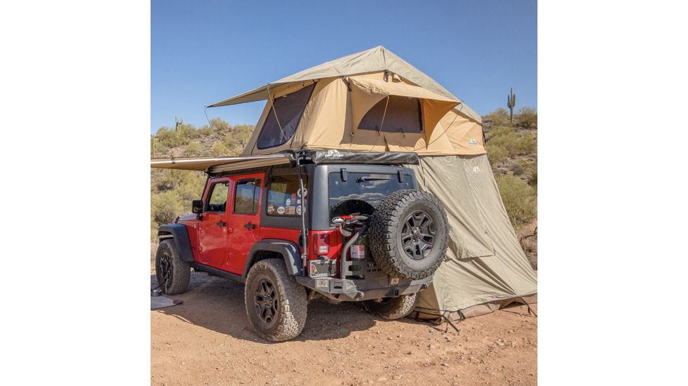 Tuff Stuff Overland Rooftop Tent &amp; Annex Room 3 Person Ranger Overland Sand, Sand Tent/Black Cover, NSN N, TS-RTT-ANX-RAN