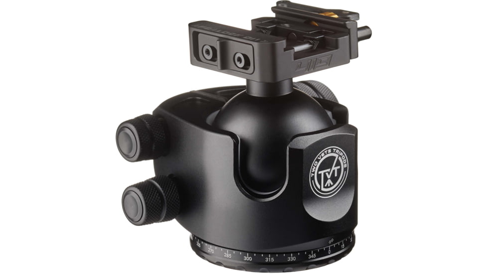 Two Vets Tripods Inc 44MM Dual Tension Ballhead w/Arcalock Dual Clamp, Arca Swiss and Picatinny