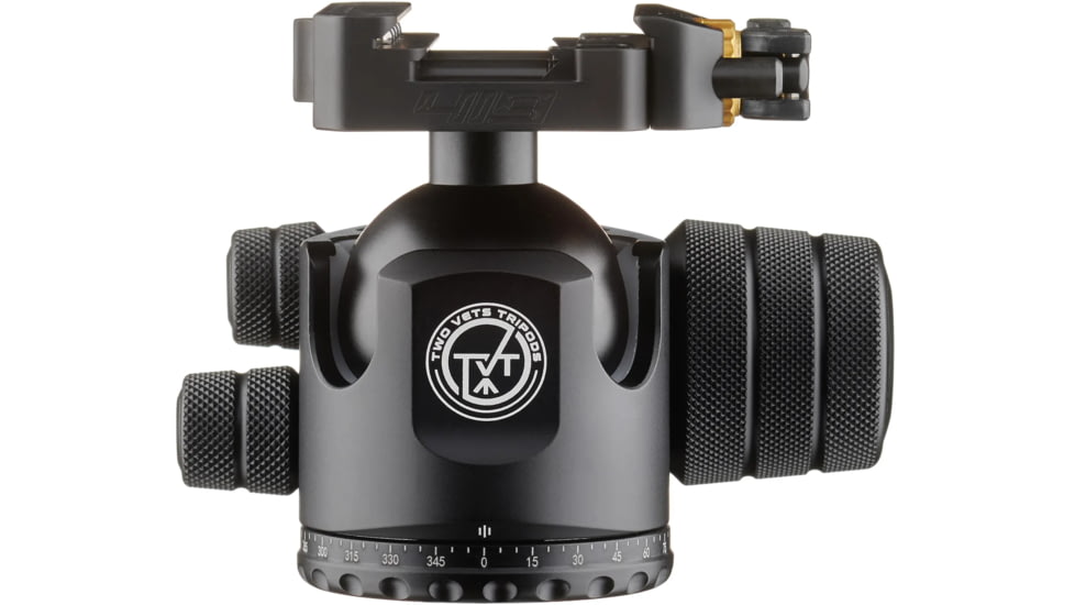 Two Vets Tripods Inc 44MM Dual Tension Ballhead w/Arcalock Dual Clamp, Arca Swiss and Picatinny