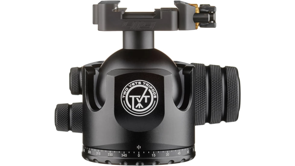 Two Vets Tripods Inc 55MM Dual Tension Ballhead w/Arcalock Dual Clamp, Arca Swiss and Picatinny