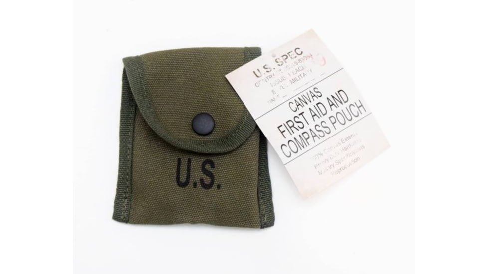 U.S. Spec Canvas First Aid and Compass Pouch, OD Green, RODCOMPOP