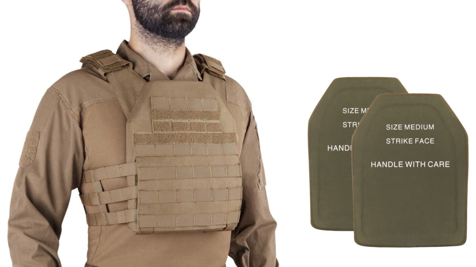 UARM RPC Robust Plate Carrier, Coyote, Medium, w/ 2 SA3U Level III+ UHMWPE SAPI Armor Plates