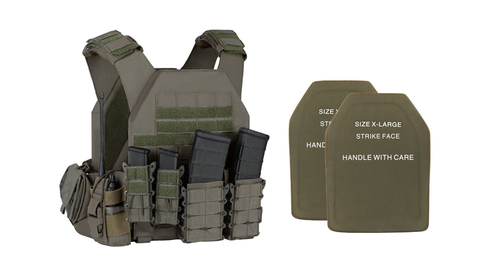 UARM RPC Robust Plate Carrier, Ranger Green, Extra Large, w/ 2 SA3U Level III+ UHMWPE SAPI Armor Plates