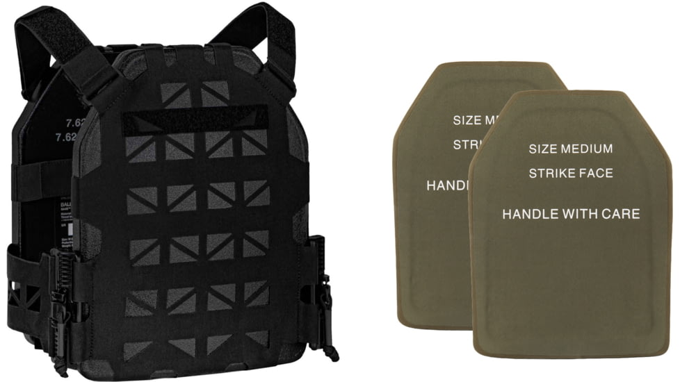 UARM UPC Ultralight Plate Carrier, Black, Medium, w/ 2 SA3U Level III+ UHMWPE SAPI Armor Plates