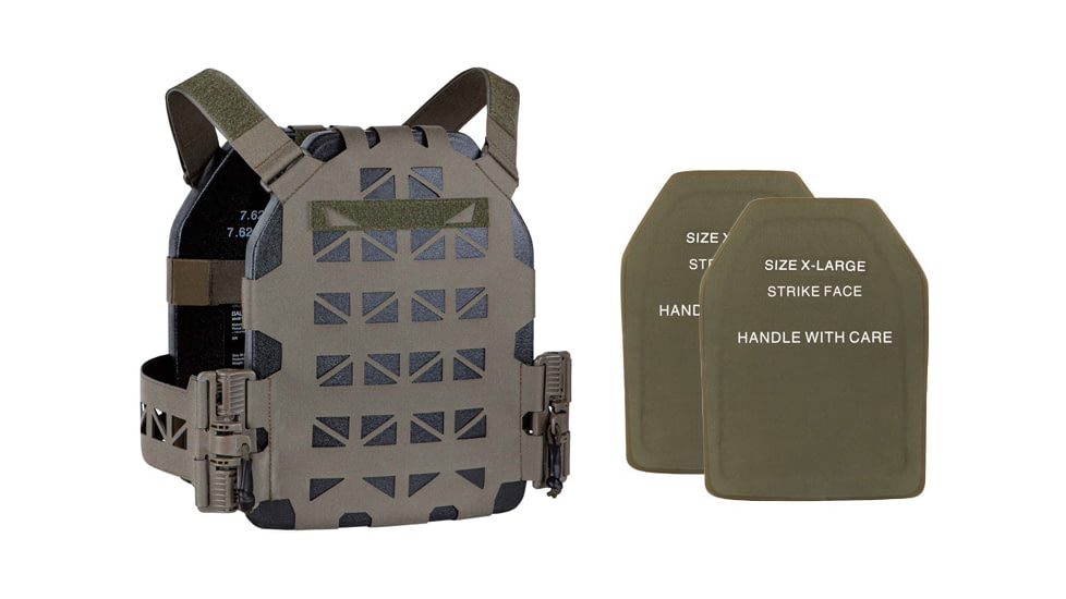 UARM UPC Ultralight Plate Carrier, Ranger Green, Extra Large, w/ 2 SA3U Level III+ UHMWPE SAPI Armor Plates