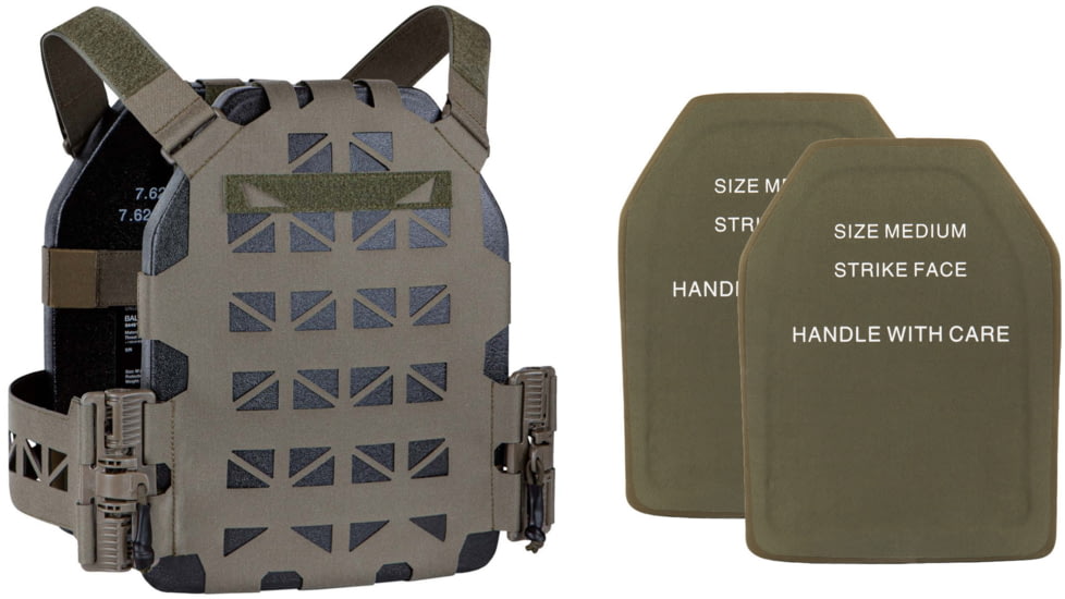 UARM UPC Ultralight Plate Carrier, Ranger Green, Medium, w/ 2 SA3U Level III+ UHMWPE SAPI Armor Plates