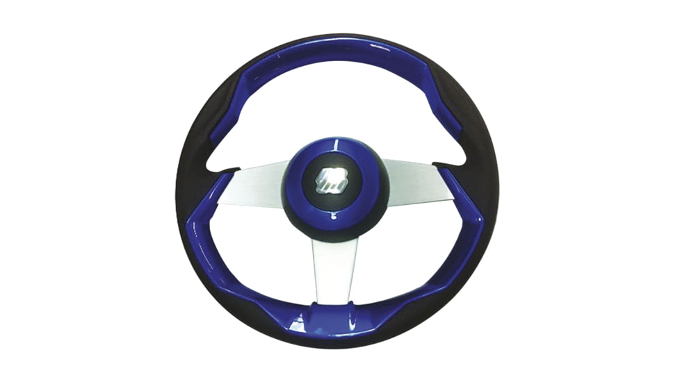 Uflex USA 69480G Grimani 13.8in Steering Wheel With Spokes - Blue, Silver, GRIMANI BL/S