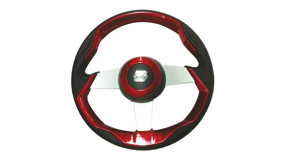 Uflex USA G69481J Grimani 13.8in Steering Wheel With Spokes - Red, Silver, GRIMANI R/S