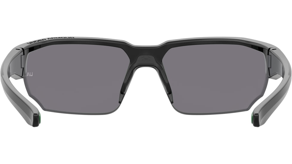 Under Armour Blitzing Sunglasses with Shiny Black Frame and Green Temple Tips with Green to Grey Lens, Medium, UA0012S 7ZJ-Z9
