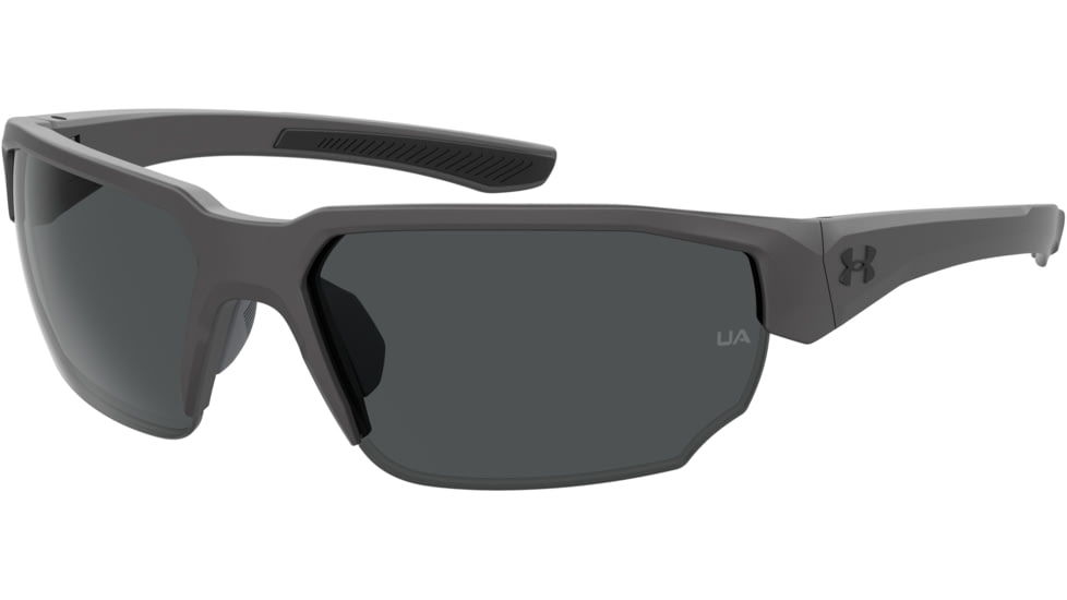 Under Armour Blitzing Sunglasses with Shiny Jet Grey Frame and Grey Lens, Medium, UA0012S R6S-IR