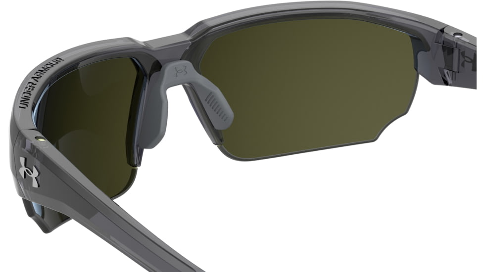 Under Armour Blitzing Sunglasses with Transparent Grey Frame and Blue to Grey Mirror Lens, Medium, UA0012S KB7-W1