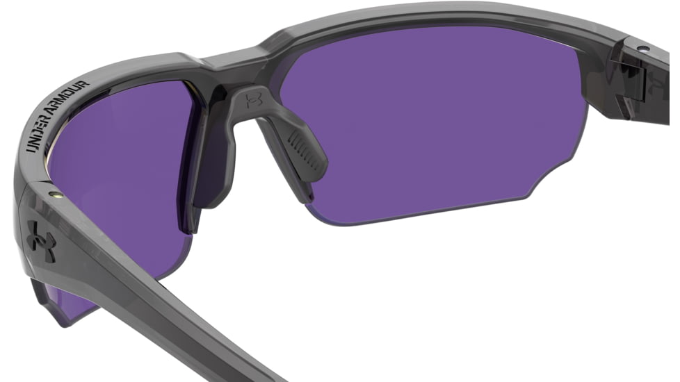 Under Armour Blitzing Sunglasses with Transparent Jet Grey Frame and Violet Blue Gold Tuned Mirror Lens, Medium, UA0012S 268-PC