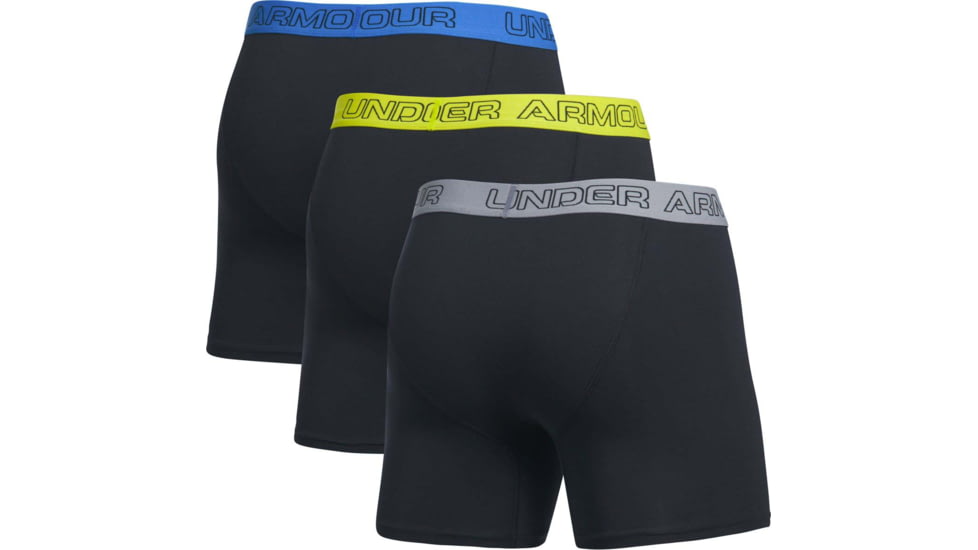 Under Armour Charged Cotton 6inch 3 Pk, Black/black/black grey/yellow/blue Band - 12772790034XL