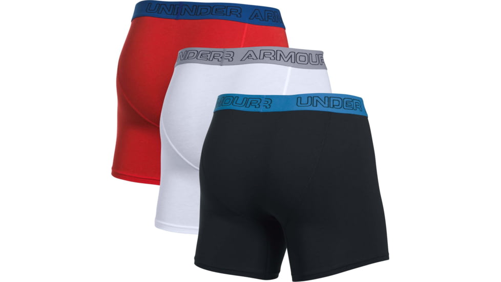 Under Armour Charged Cotton Stretch 6in Boxerjock 3-Pack - Mens, Black/Red/White, 2X-Large, 12772790042XL