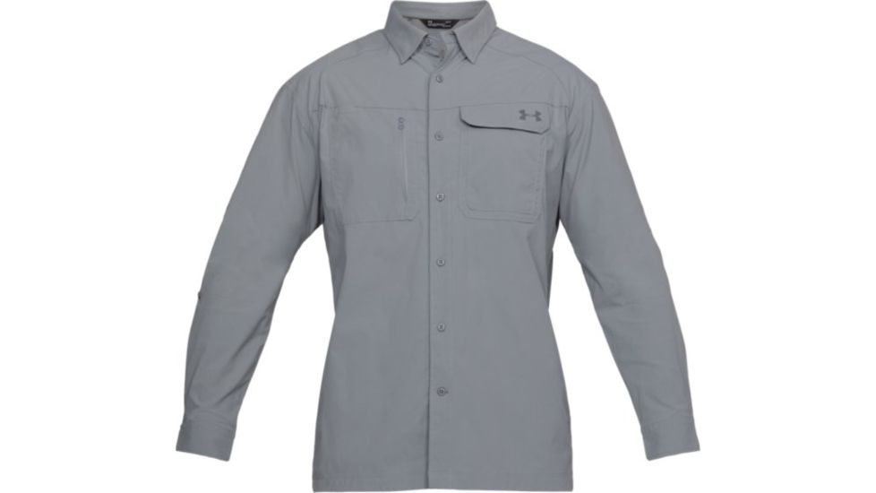 Under Armour Fish Hunter Long Sleeve Solid Shirt - Men's, Steel/Graphite, Medium, 1300036-036-MD