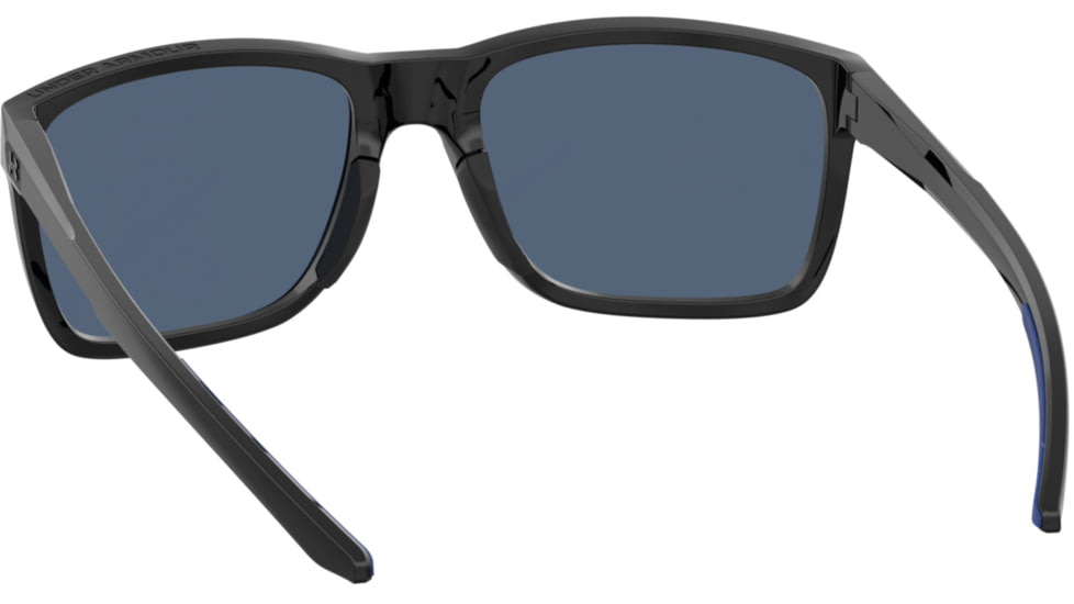 Under Armour Hustle Sunglasses with Shiny Black/Grey Frame and Blue Flash Lens, Medium, UA0005S 807-KU