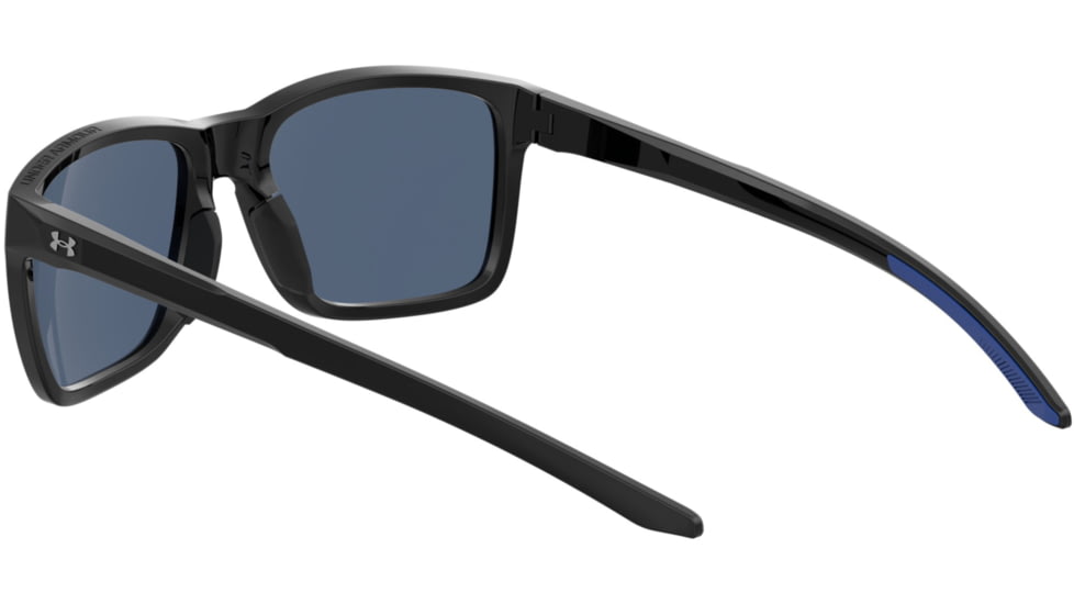 Under Armour Hustle Sunglasses with Shiny Black/Grey Frame and Blue Flash Lens, Medium, UA0005S 807-KU