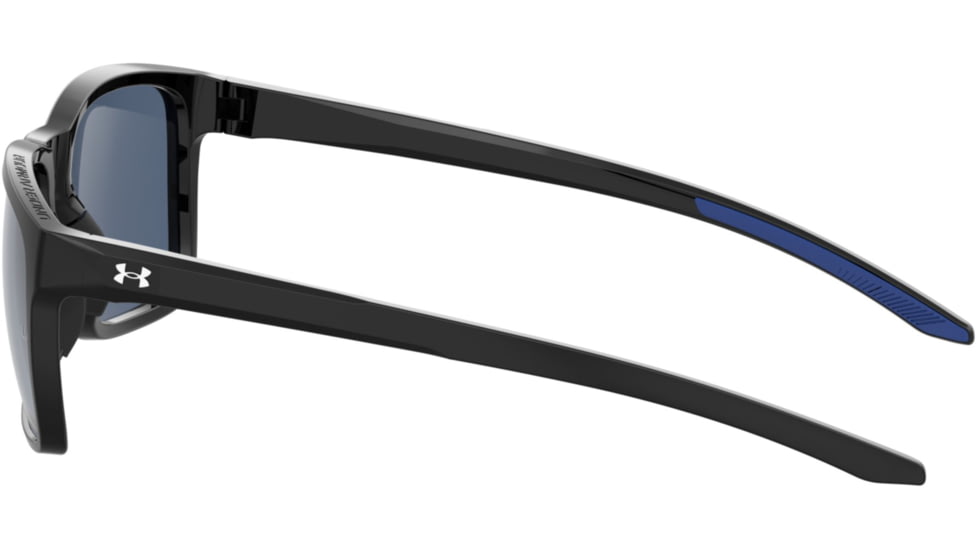 Under Armour Hustle Sunglasses with Shiny Black/Grey Frame and Blue Flash Lens, Medium, UA0005S 807-KU