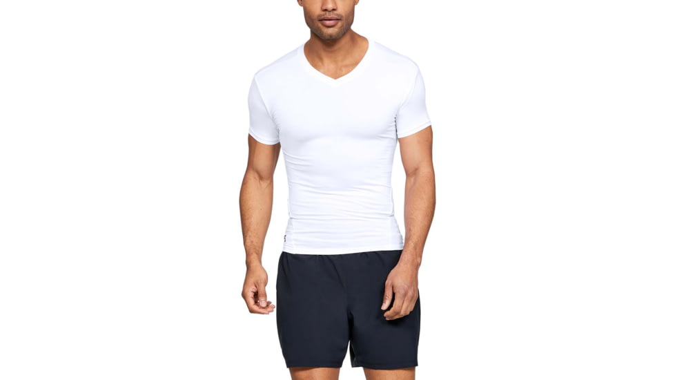 Under Armour Tactical HeatGear Compression V-Neck T-Shirt - Mens, White, 3X-Large, 12160101003X