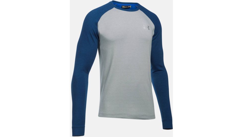 Under Armour Tech Terry Crew Shirt - Men's-True Gray Heather/Blackout Navy/Silver-Small