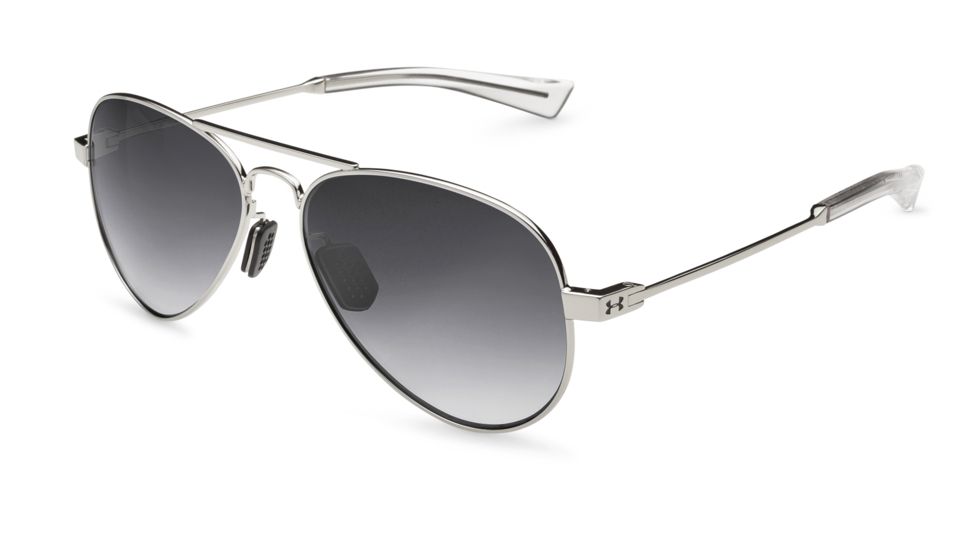 Under Armour UA Getaway M Sunglasses, Gray Gradient Lens, Gloss Silver, One Size Fits Most, UA8600118-921406