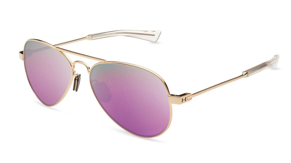 Under Armour UA Getaway M Sunglasses, Pink Mirror Lens, Gloss Rose Gold, One Size Fits Most, UA8600118-941452