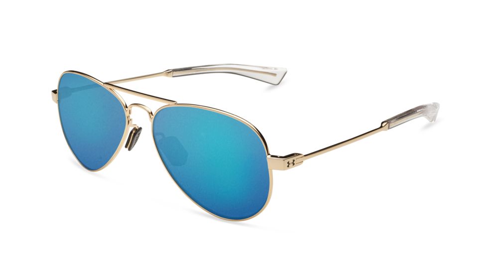 Under Armour UA Getaway M Sunglasses, Blue Lens, Gloss Rose Gold, One Size Fits Most, UA8600118-941461