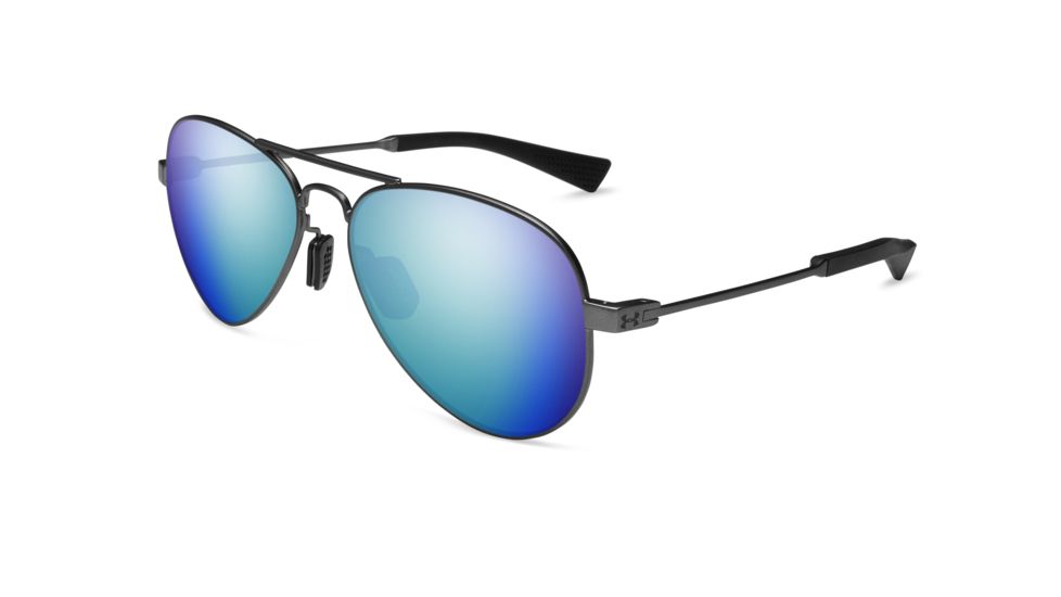 Under Armour UA Getaway M Sunglasses, Gray Polarized / Blue Multiflection Lens, Satin Gunmetal, One Size Fits Most, UA8640118-910168