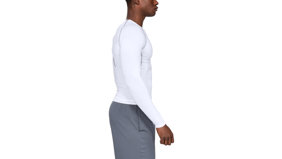 Under Armour UA HeatGear Armour Long Sleeve Compression Shirt - Mens, White, 3X-Large, 12574711003X