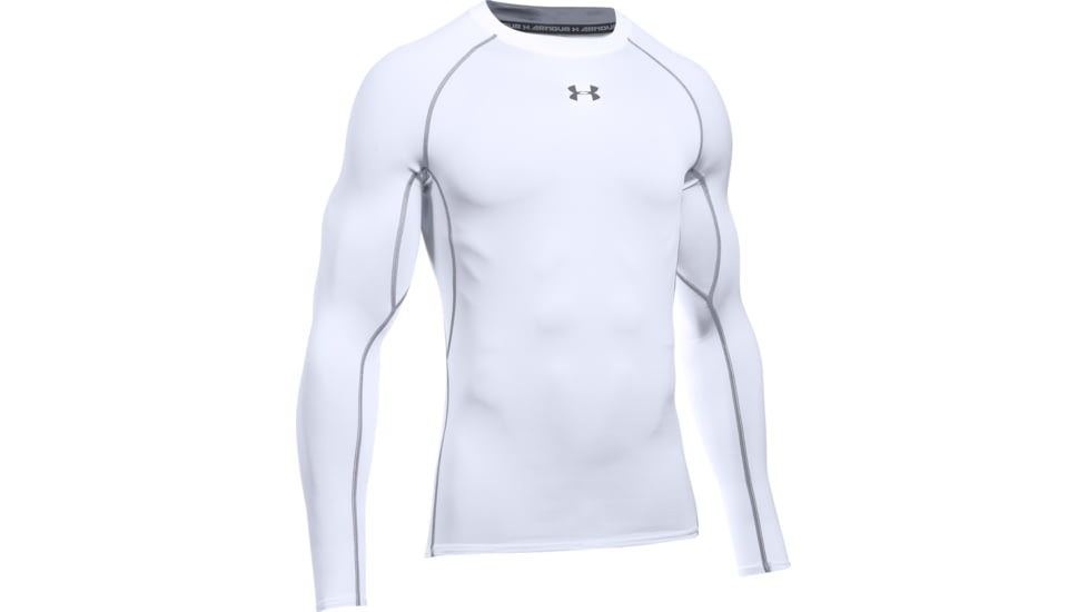 Under Armour UA HeatGear Armour Long Sleeve Compression Shirt - Mens, White, 3X-Large, 12574711003X