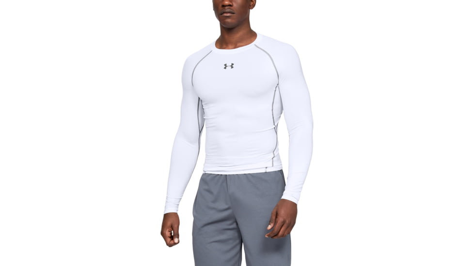 Under Armour UA HeatGear Armour Long Sleeve Compression Shirt - Mens, White, 3X-Large, 12574711003X