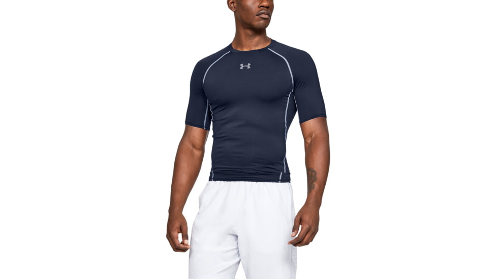 Under Armour UA HeatGear Armour Short Sleeve Compression Shirt - Men's, Medium, Midnight Navy, 1257468410MD