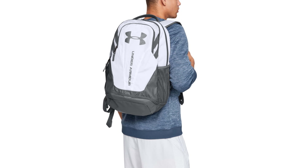 Under Armour UA Hustle 3.0L Backpack, White, One Size Fits All, 1294720100OSFA