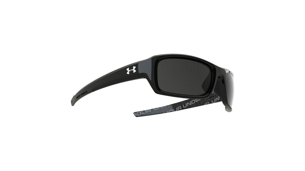 Under Armour UA Surge Sunglasses,Shiny Black Frame w/UA Wordmark,Gray Lens U8600033-5100