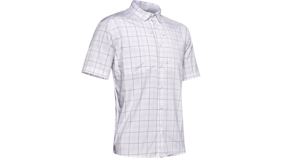 Under Armour UA Tide Chaser 2.0 Plaid Short Sleeve Button-up Shirt - Mens, White, X-Large, 1353334100XL