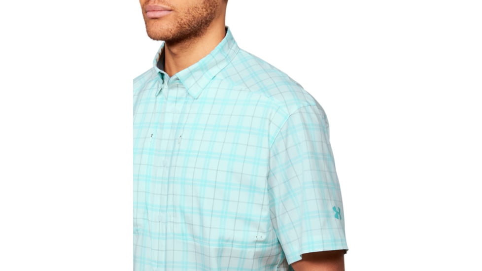 Under Armour UA Tide Chaser 2.0 Plaid Short Sleeve Shirt - Mens, Extra Large, White/Blue, 1353334101XL