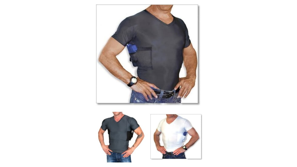 Undertech Undercover Ultimate Compression V-Neck Concealment Holster Shirts, Black, Grey, White