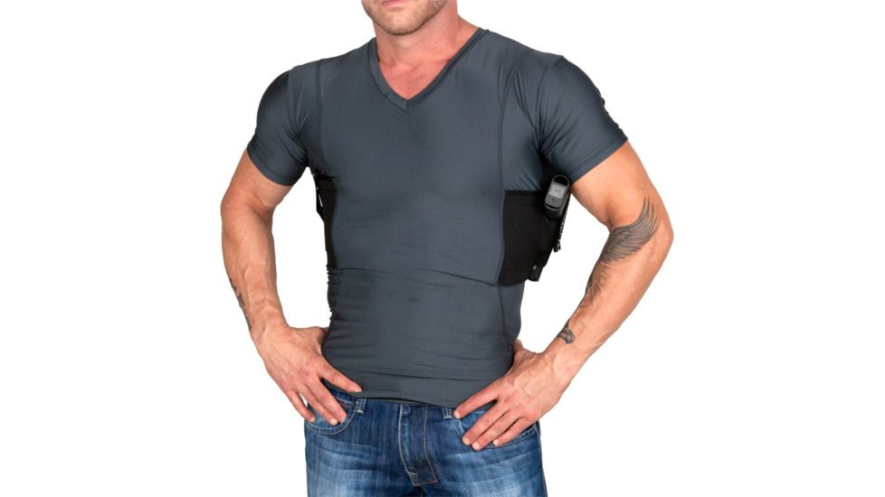 UTUC Men's Concealment V-Neck Shirt, Grey, 3X-Large