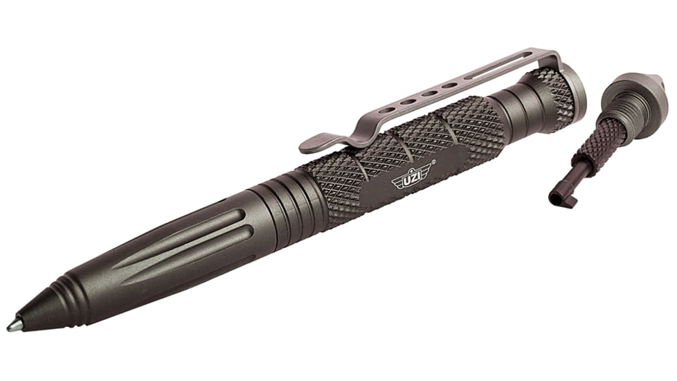 Uzi Accessories Tactical Pen Gun Metal Aluminum 6" Features Glass Breaker/Cuff Key, UZITACPEN6GM